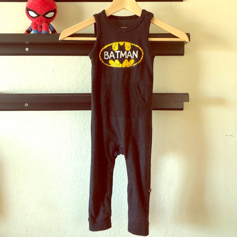 Black Speckled Toddler Batman Romper